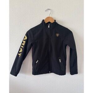 Ariat Boys Youth S/8 Black and Gold New Team Softshell Full Zip Jacket Western